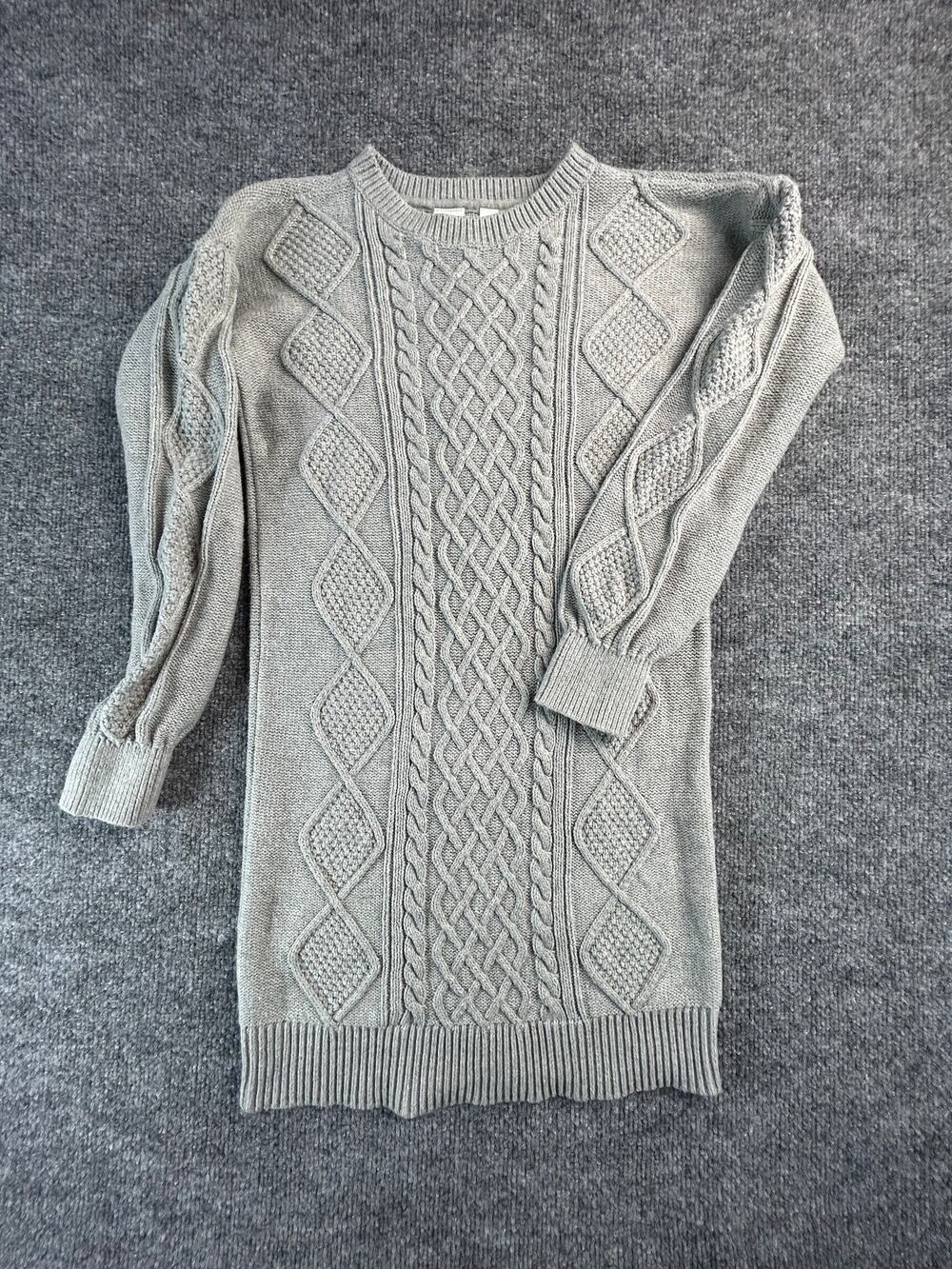 GAP Kids Gray Cable Knit Sweater Dress Girls Size L Long Sleeve Winter - Picture 1 of 4